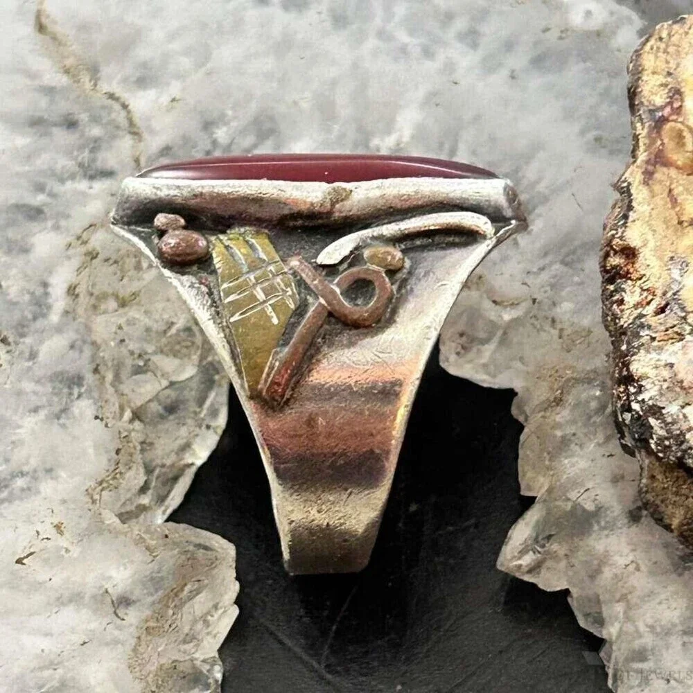 Vintage Native American Sterling Silver Oval Carnelian Ring Size 7.75 For Women